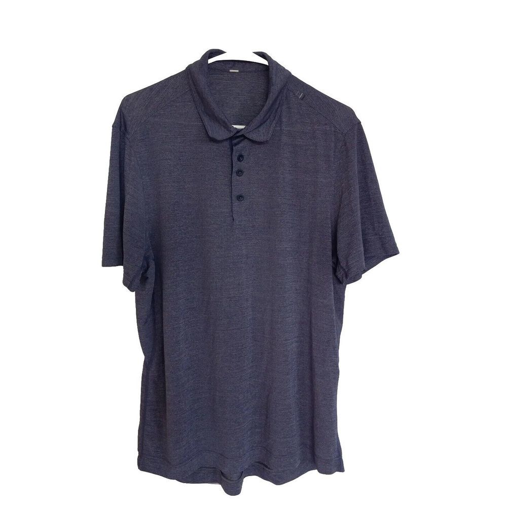 Lululemon Men's Short Sleeve Active Buttons Up Polo XL‎ Batik Dark Bright Blue - Picture 4 of 12